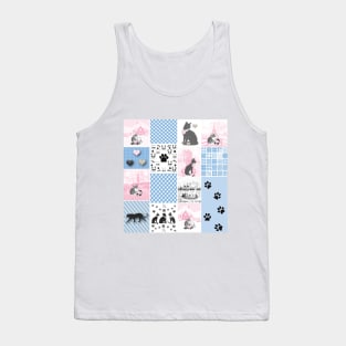 Cat Lovers Patchwork Pattern Tank Top